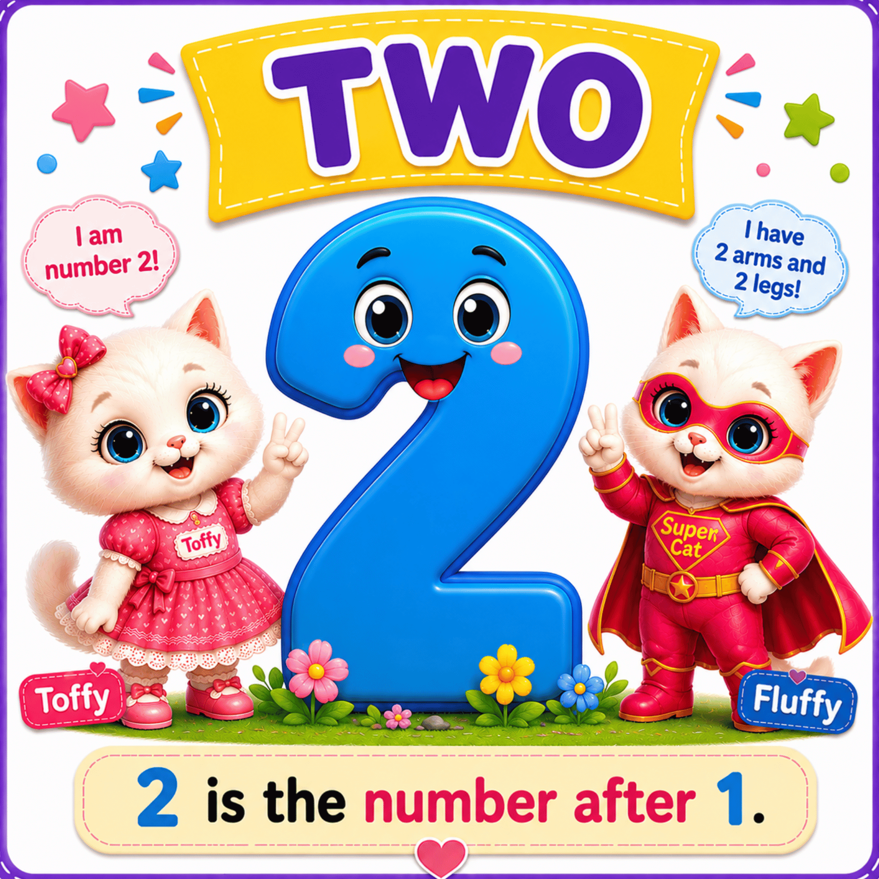 2 Flash Cards : Toffy & Fluffy