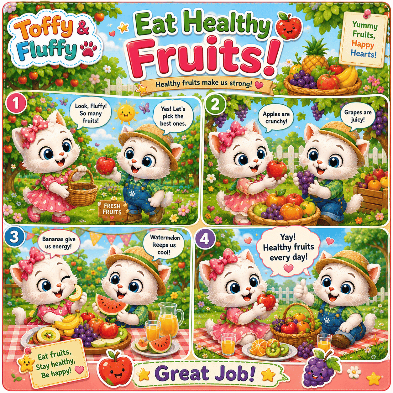 Eat Healthy Fruits Comics – Toffy & Fluffy