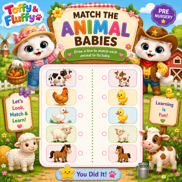 Match the Animal Babies - Activity Sheet