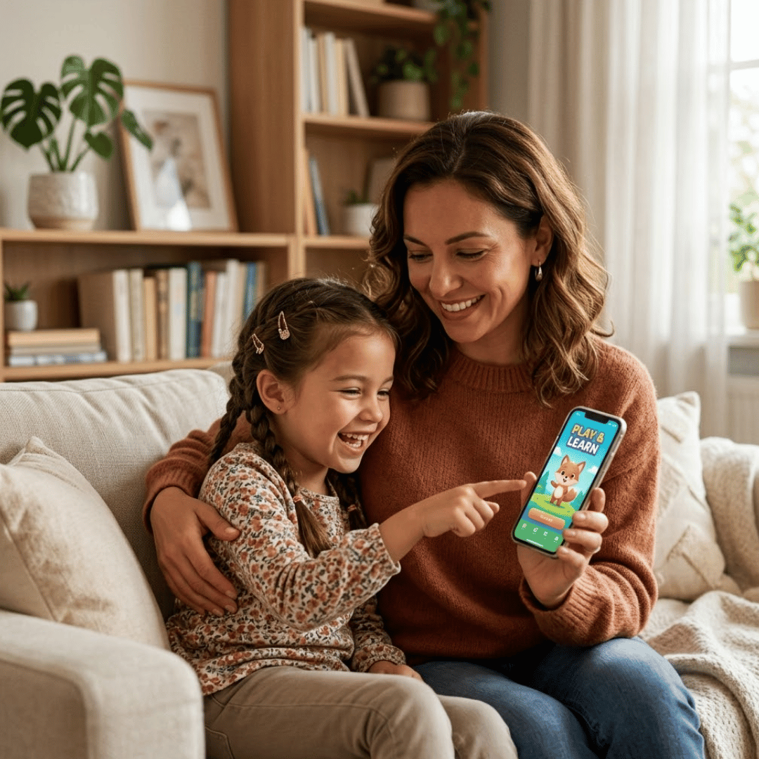 Mother painting with child