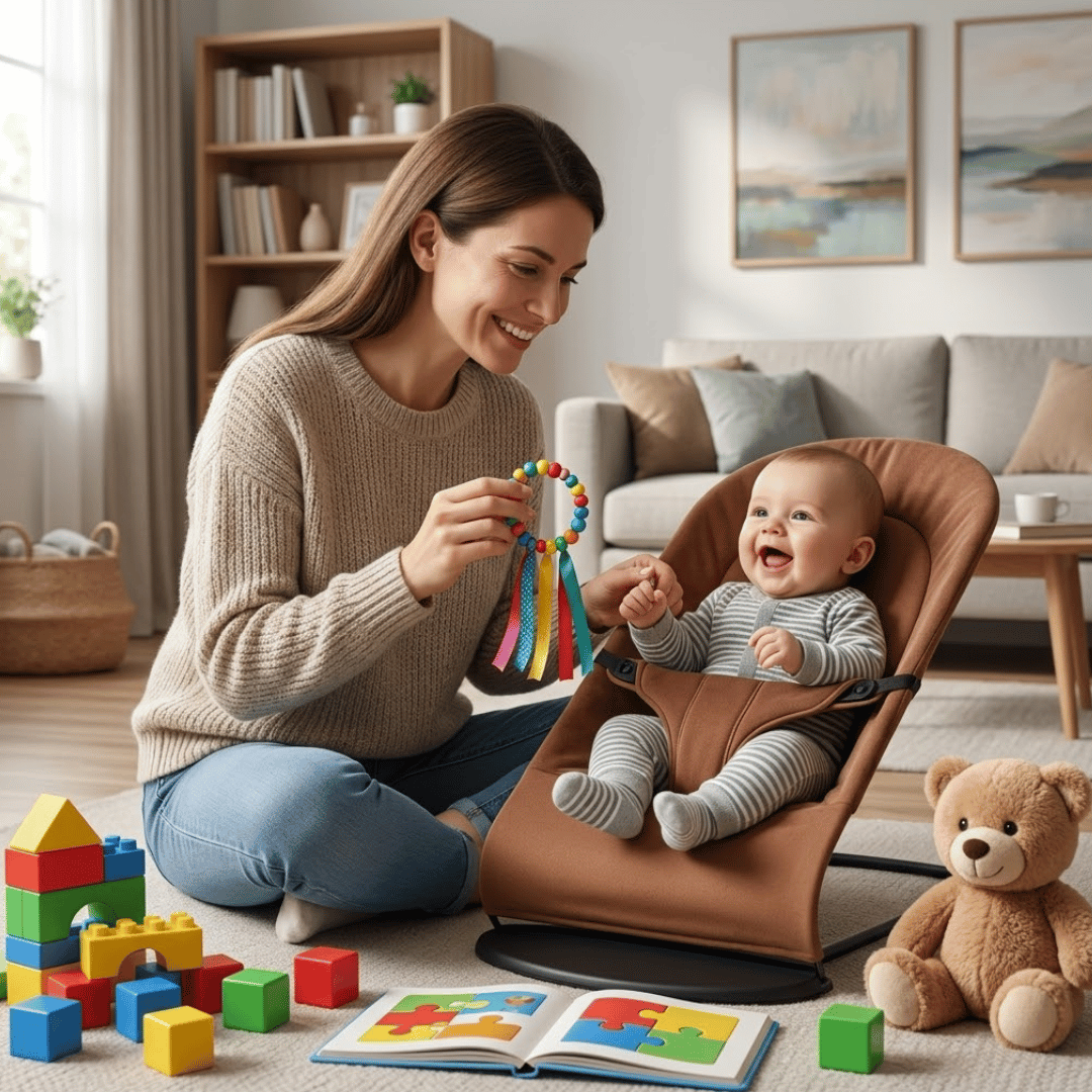 Mother and baby talking